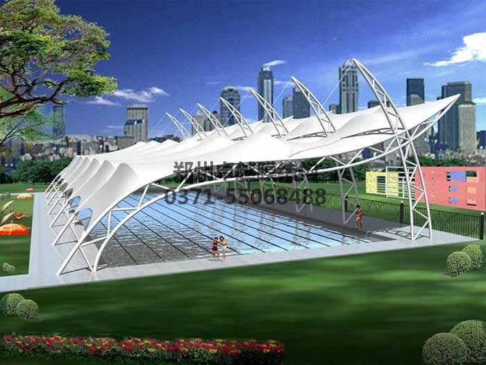 游泳池膜結構遮陽棚設計效果圖二