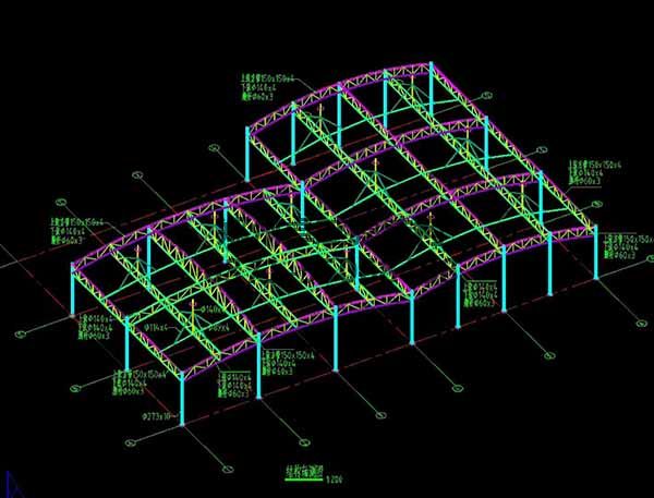 邵陽(yáng)市新邵縣法治廣場(chǎng)門球場(chǎng)膜結(jié)構(gòu)罩棚/頂棚結(jié)構(gòu)軸測(cè)圖