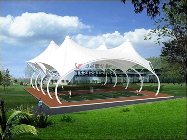 荊門網(wǎng)球場膜結(jié)構頂蓋/籃球場屋頂/門球場雨棚安裝