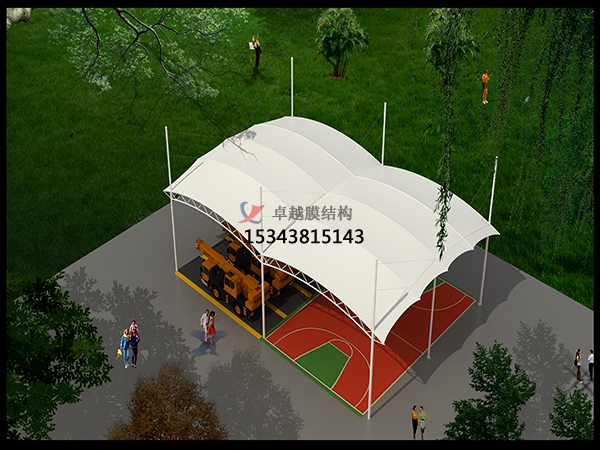 甘南網(wǎng)球場膜結(jié)構頂蓋/籃球場屋頂/門球場雨棚安裝